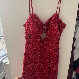 Elegant Red Sequin Mini Dress